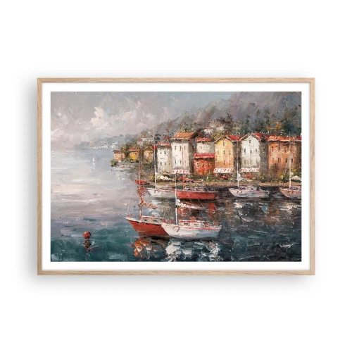 Plagát v ráme zo svetlého duba - Romantický prístav - 100x70 cm