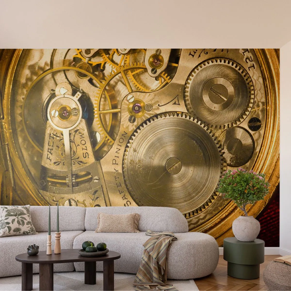 Samolepiaca Fototapeta Deluxe Sticker - Choď s duchom času - Hodiny, Mechanizmus hodín, Vintage - 250x175 cm