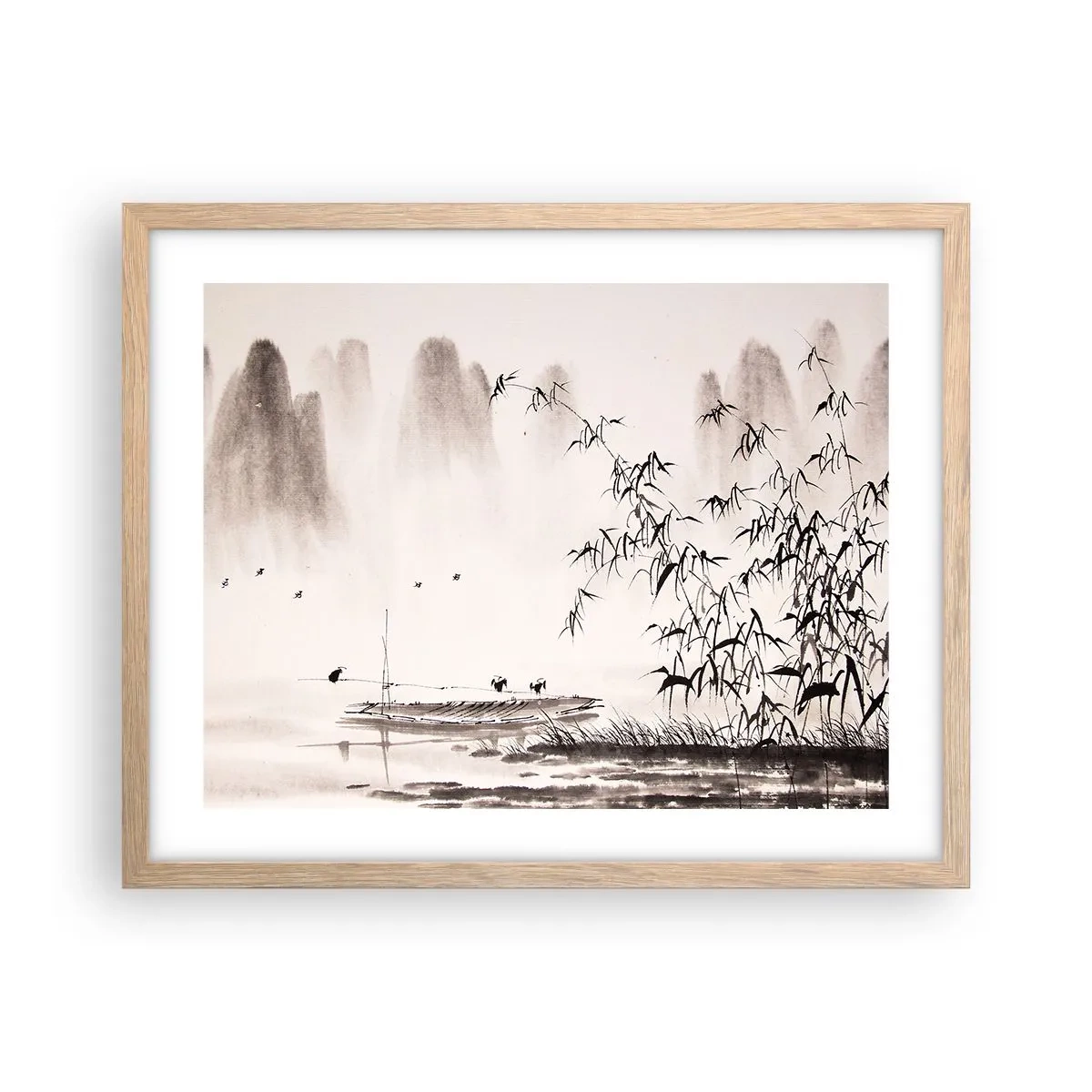 Plagát v ráme zo svetlého duba - Pokoj ryžových polí - 50x40 cm