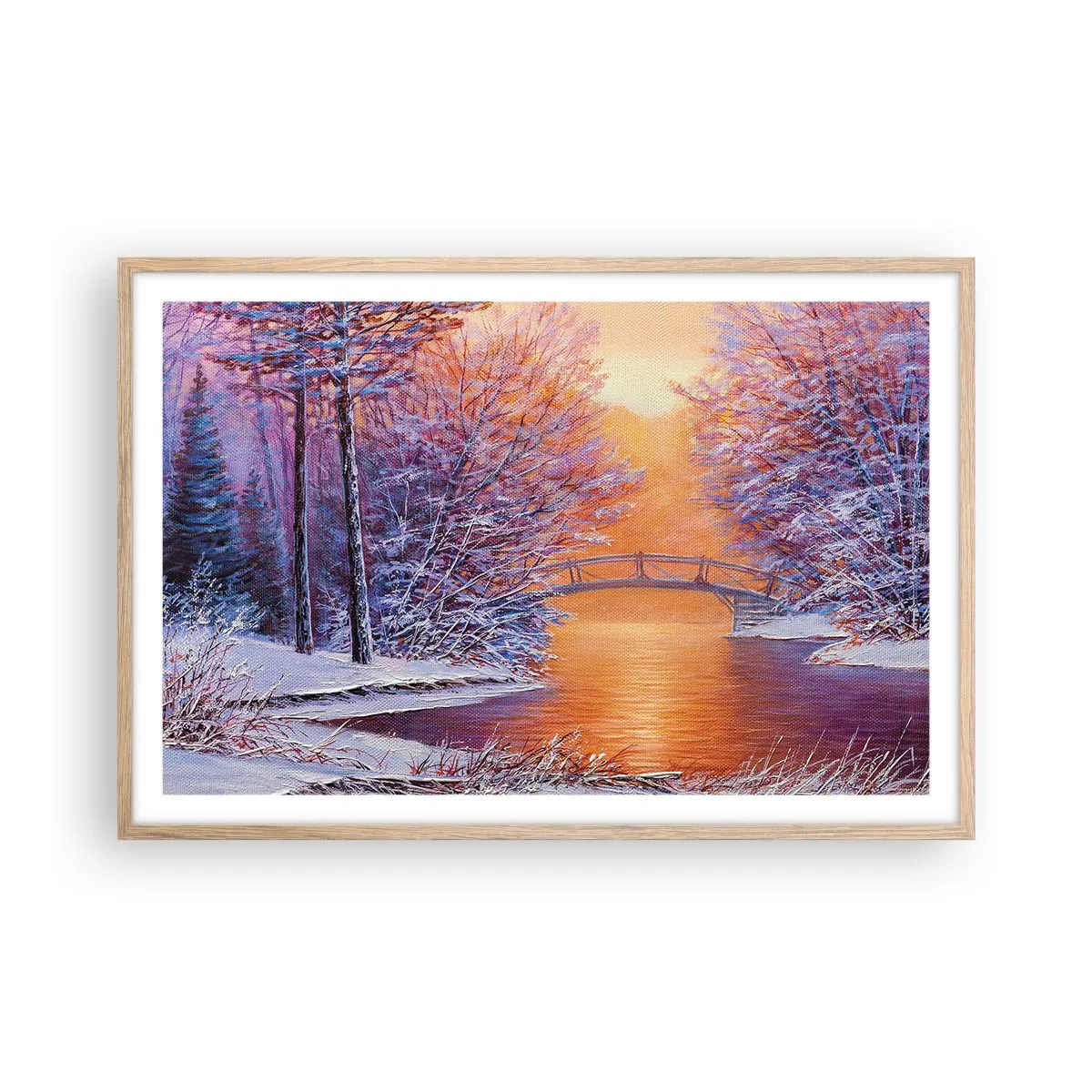 Plagát v ráme zo svetlého duba - Stretneme sa tu - 91x61 cm