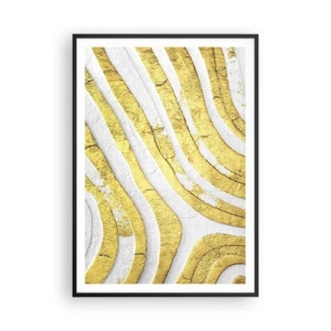 Plagát v čiernom ráme - Kompozícia v bielej a zlatej - 70x100 cm