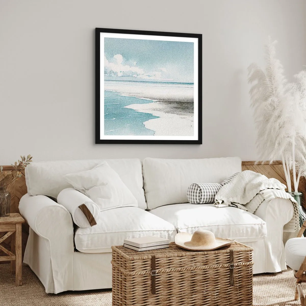 Plagát v čiernom ráme - Jemný príliv - 50x50 cm