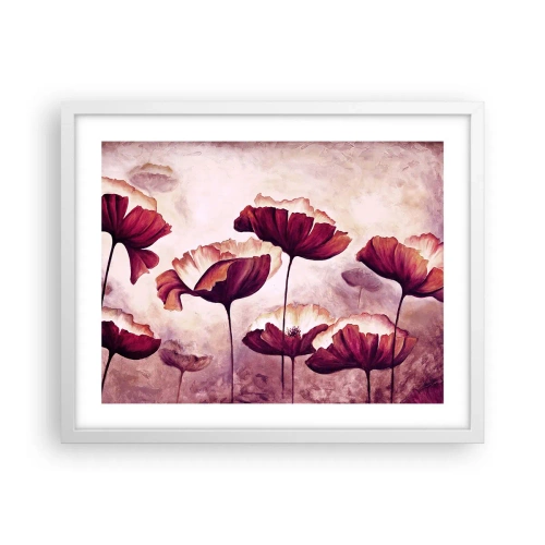 Plagát v bielom ráme - Červený a biely plátok - 50x40 cm