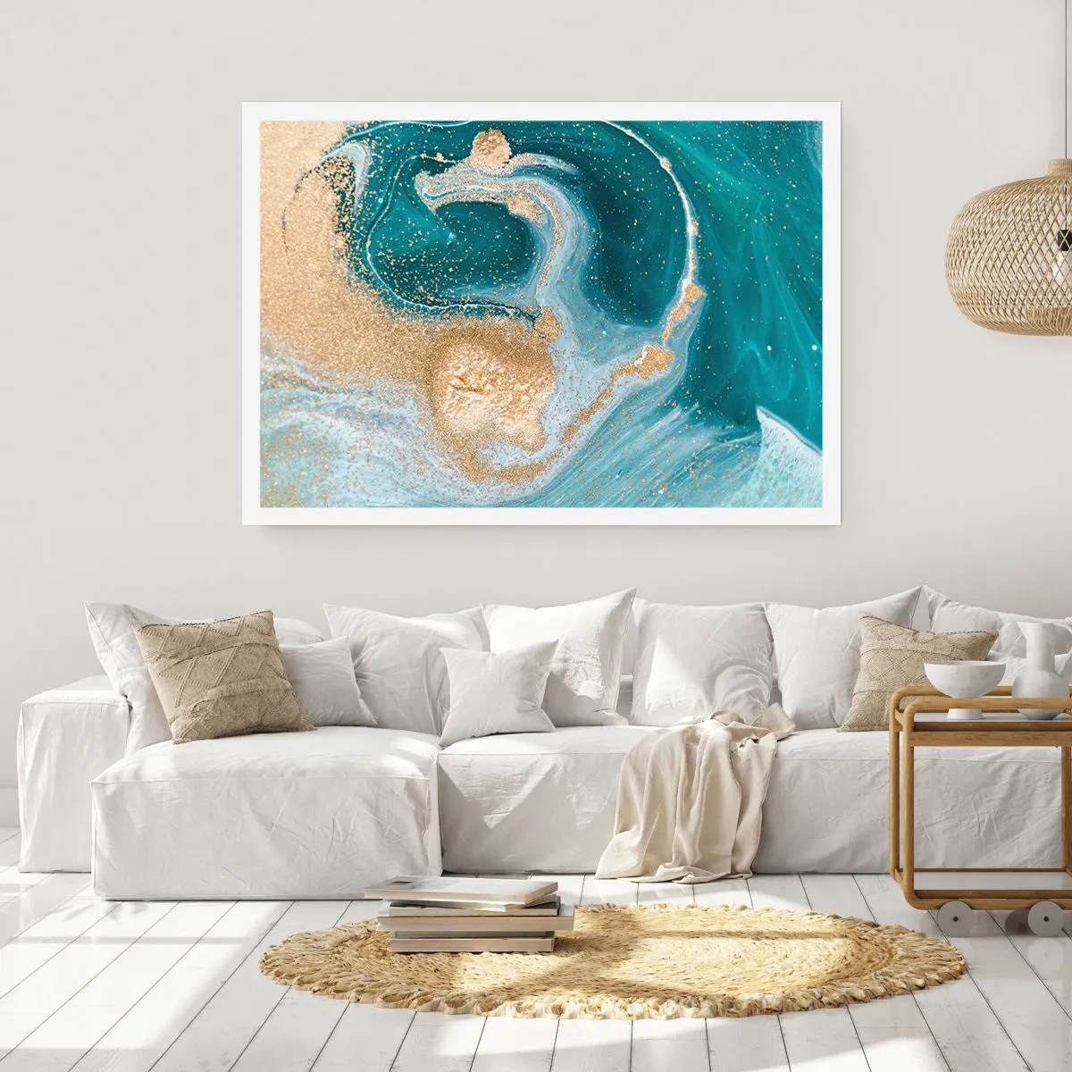 Plagát - Vír zlatej a tyrkysovej - 100x70 cm