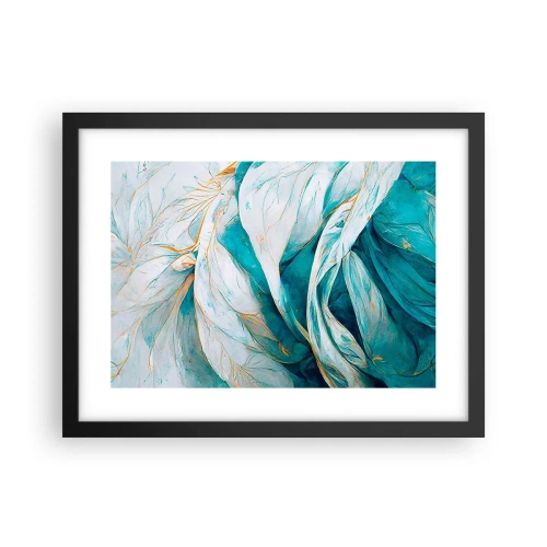 Plagát v čiernom ráme - Modrá abstrakcia so zlatým motívom - 40x30 cm