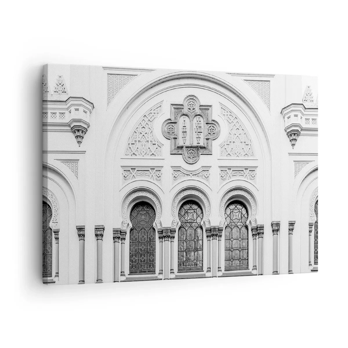 Obraz na plátne - Architektonické detaily fasády v monochromatickom štýle - 70x50cm - Na pomedzí kultúr - Moderná nástenná dekorácia do obývacej izby a spálne ARTTOR