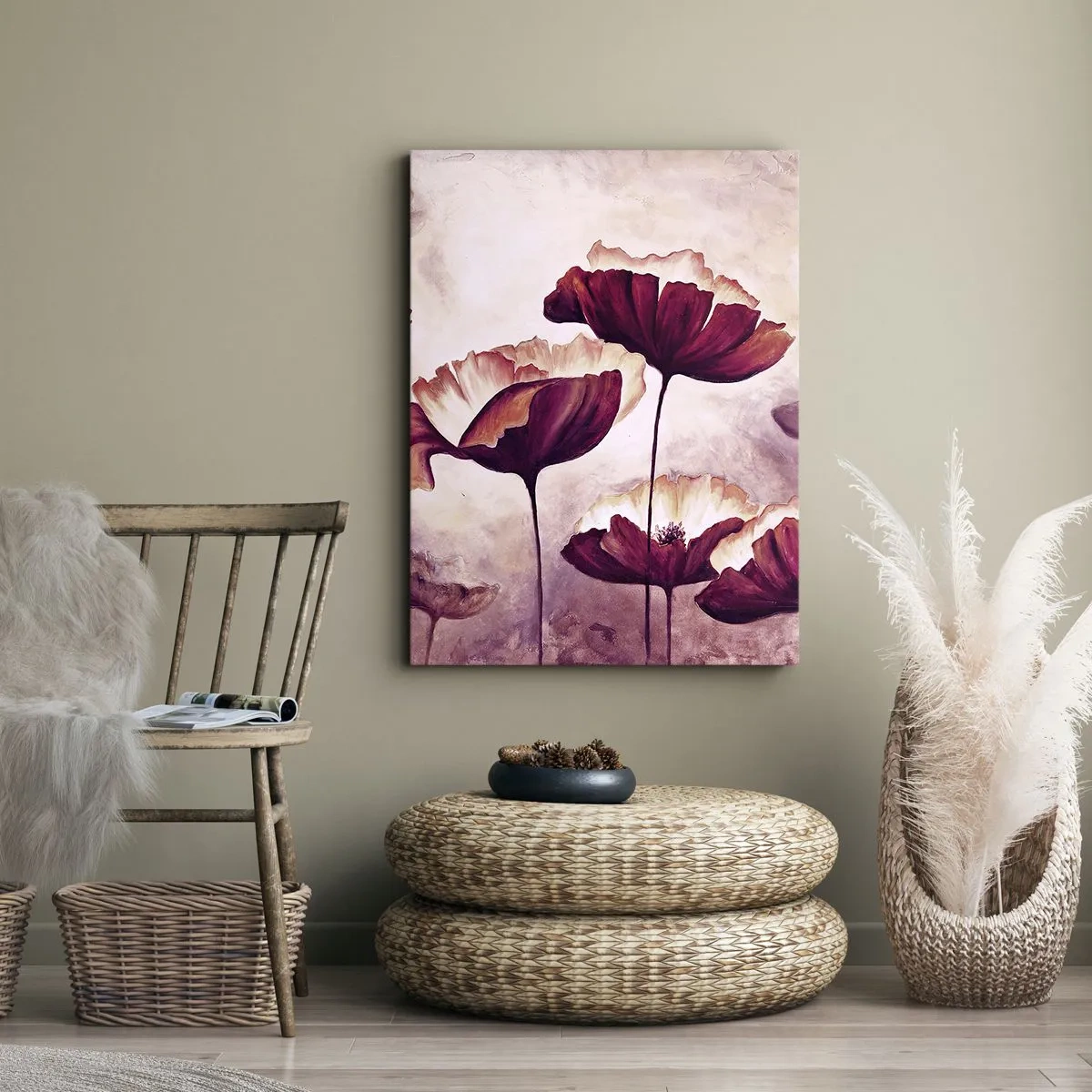 Obraz na plátne - Červený a biely plátok - 80x120 cm