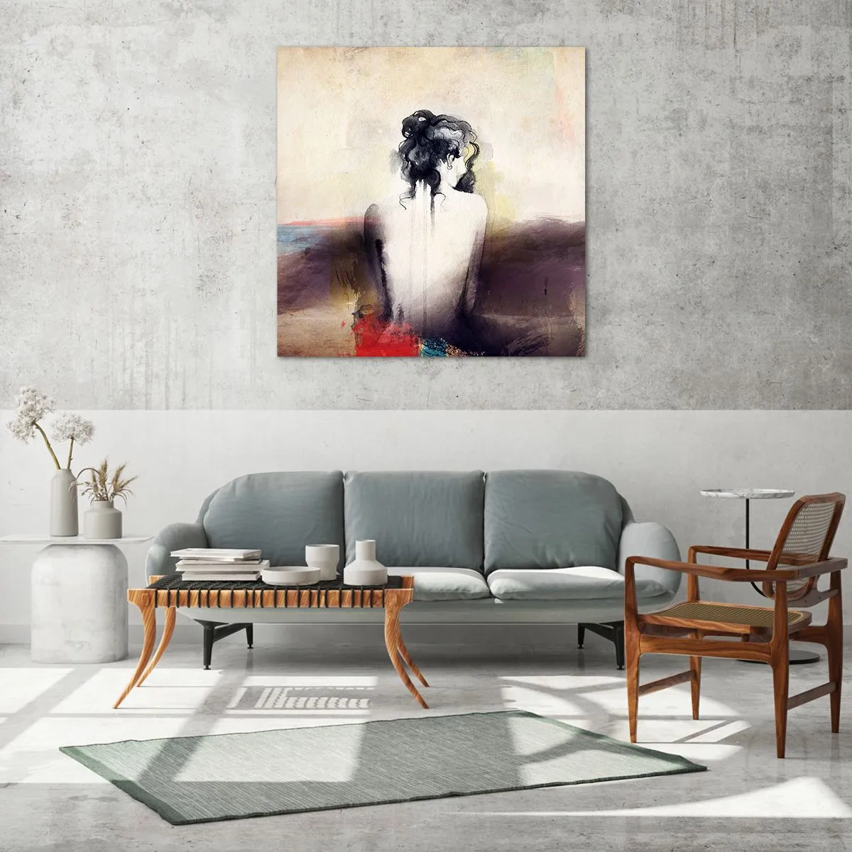 Obraz na skle - Jemné línie, oválne tvary - 70x70 cm