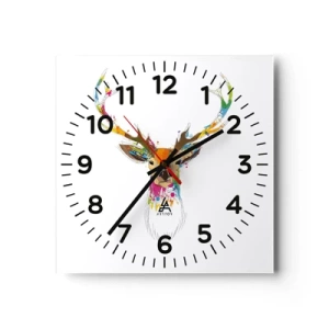 Nástenné hodiny - Jemné jelenča vykúpané vo farbe - 30x30 cm