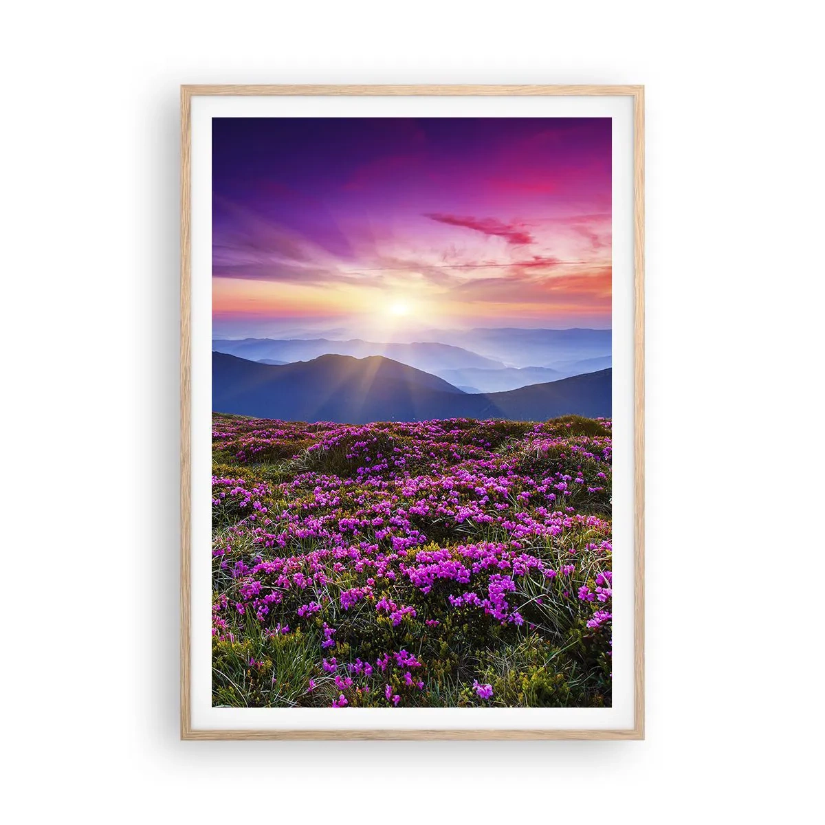 Plagát v ráme zo svetlého duba - Zavoňali svieže púčiky byliniek z obilných polí - 70x100 cm