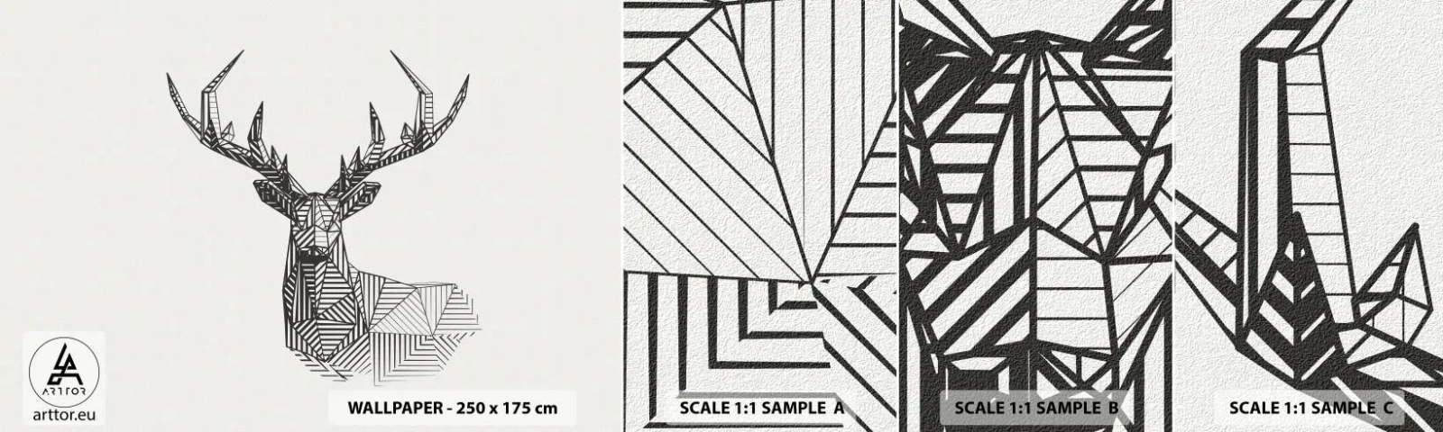 Vzorka samolepiacej fototapety Deluxe Sticker - Jeleň v kubistickom štýle - Abstrakcia, Jeleň, Zvieratá - 100x30 cm