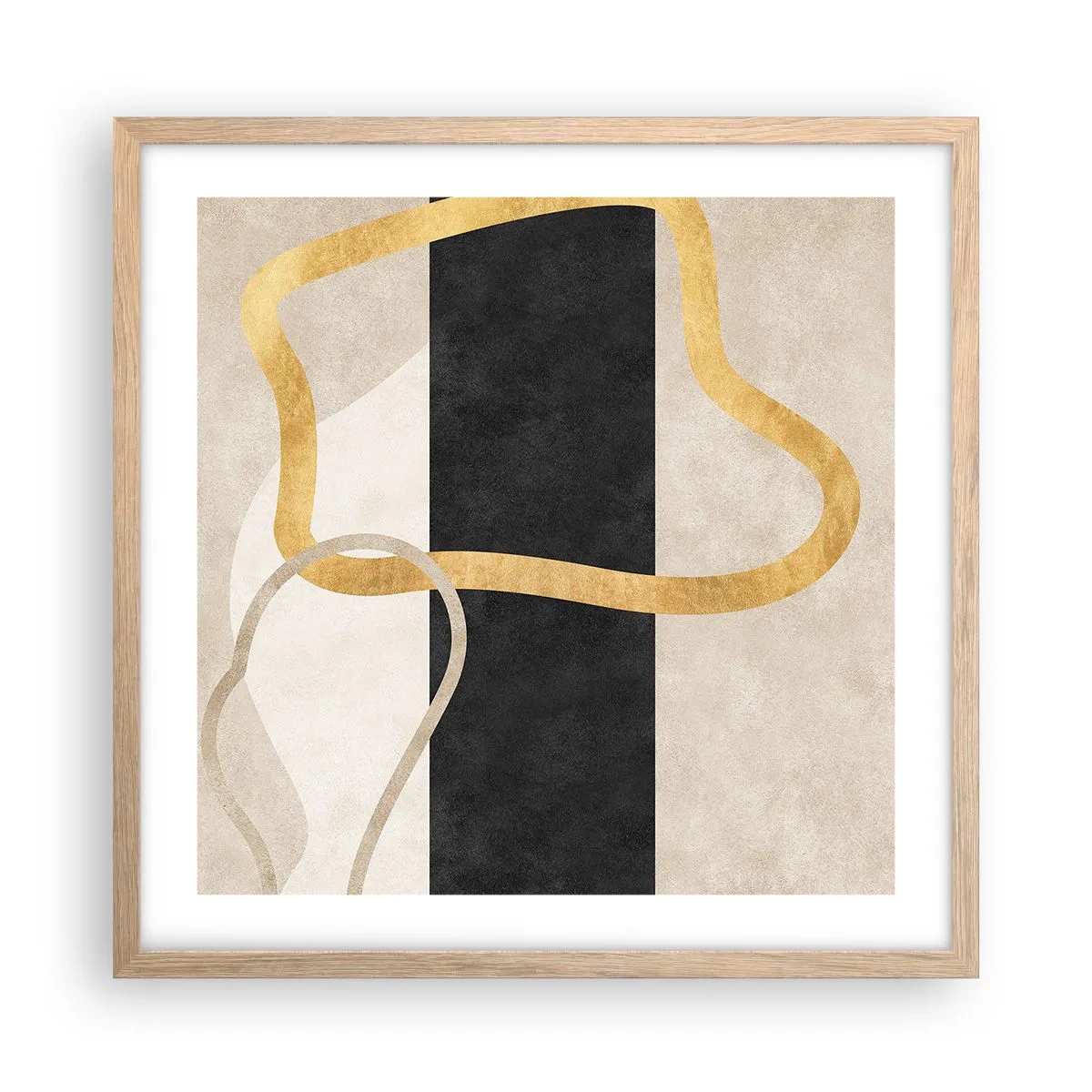 Plagát v ráme zo svetlého duba - Tvary v slučke - 50x50 cm