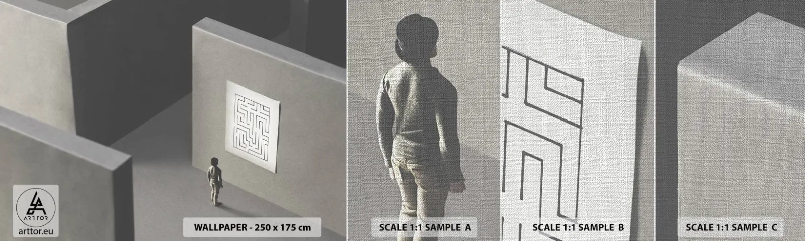 Vzorka fototapety Premium Canvas - Kde to ale som? - Bludisko, Abstrakcia, Kus - 100x30 cm