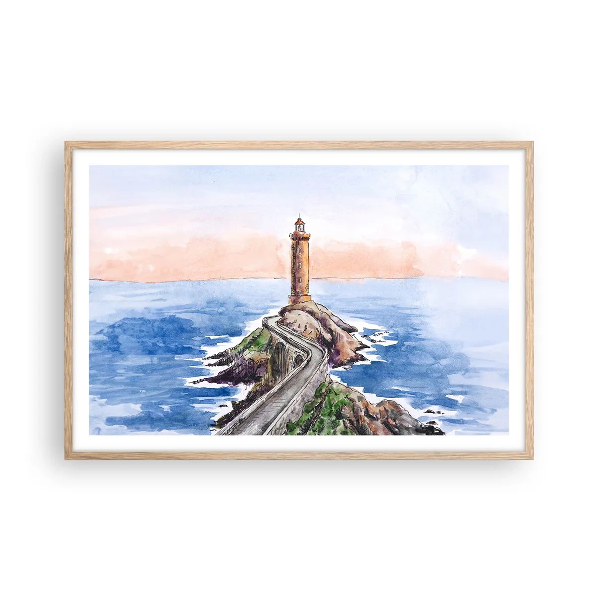 Plagát v ráme zo svetlého duba - Tvárou v tvár moru - 91x61 cm