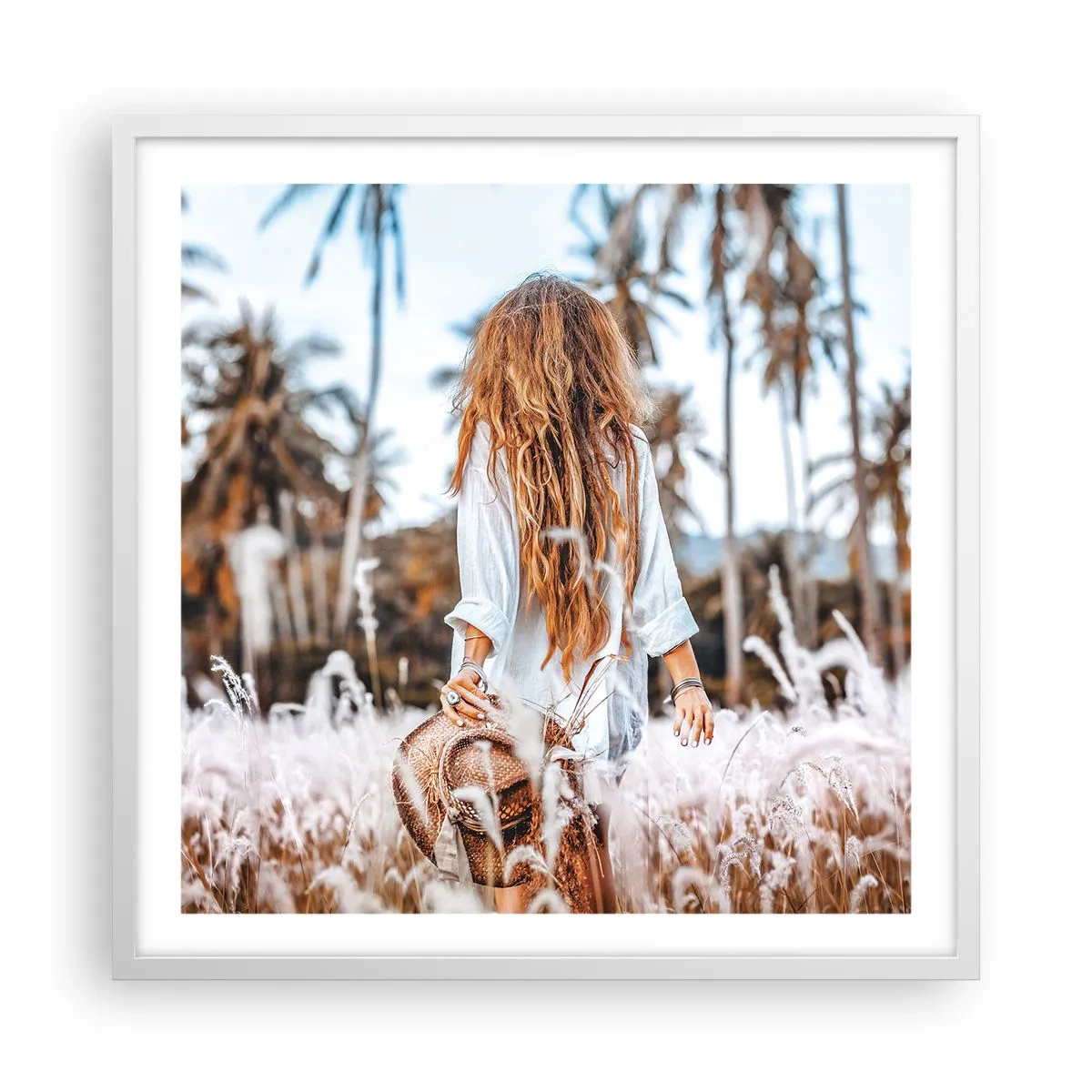Plagát v bielom ráme - Zrodená z trávnej páperie - 60x60 cm