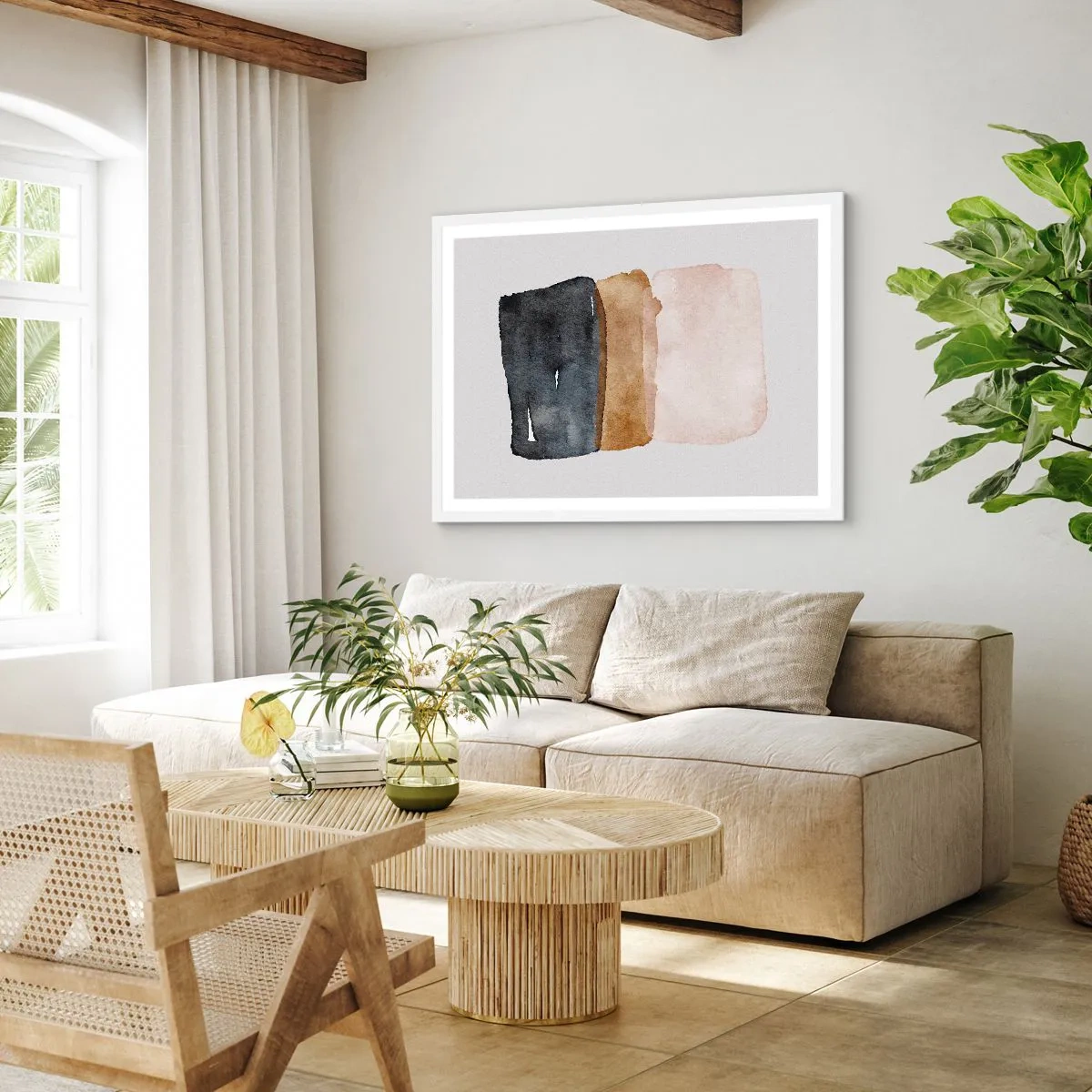 Plagát v bielom ráme - Kompozícia zemitých farieb - 40x30 cm