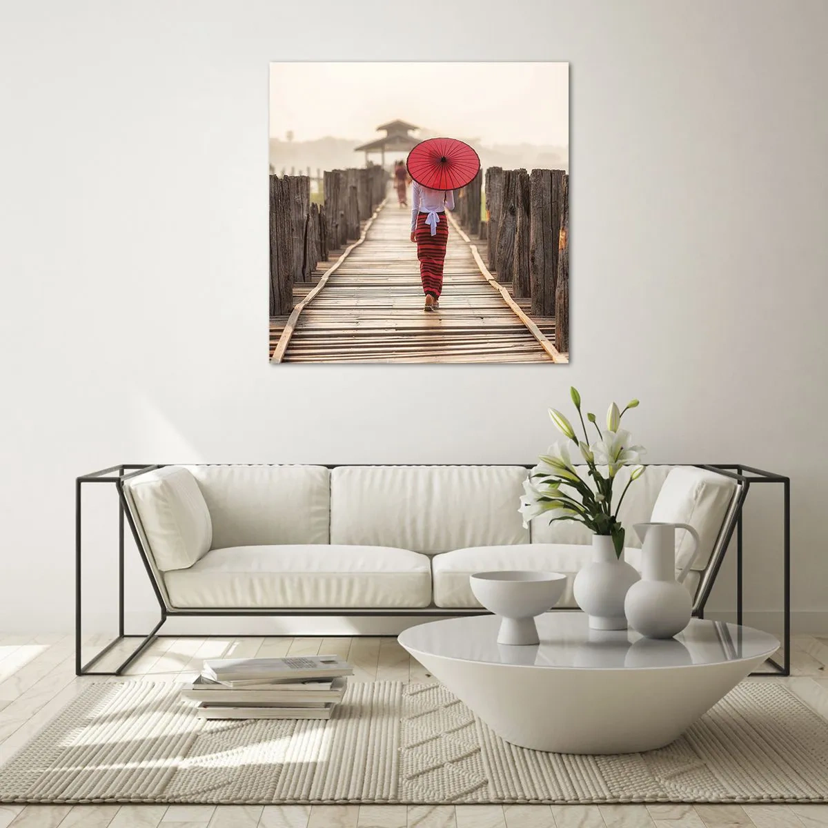 Obraz na skle - Na starom moste - 60x60 cm