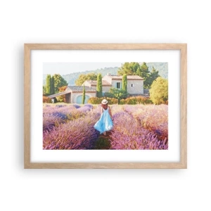 Plagát v ráme zo svetlého duba - Levanduľové dievča - 40x30 cm