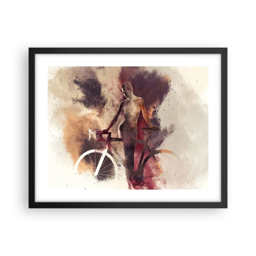 Plagát v čiernom ráme - Cyklistická duša v mramorových tvaroch - 50x40 cm