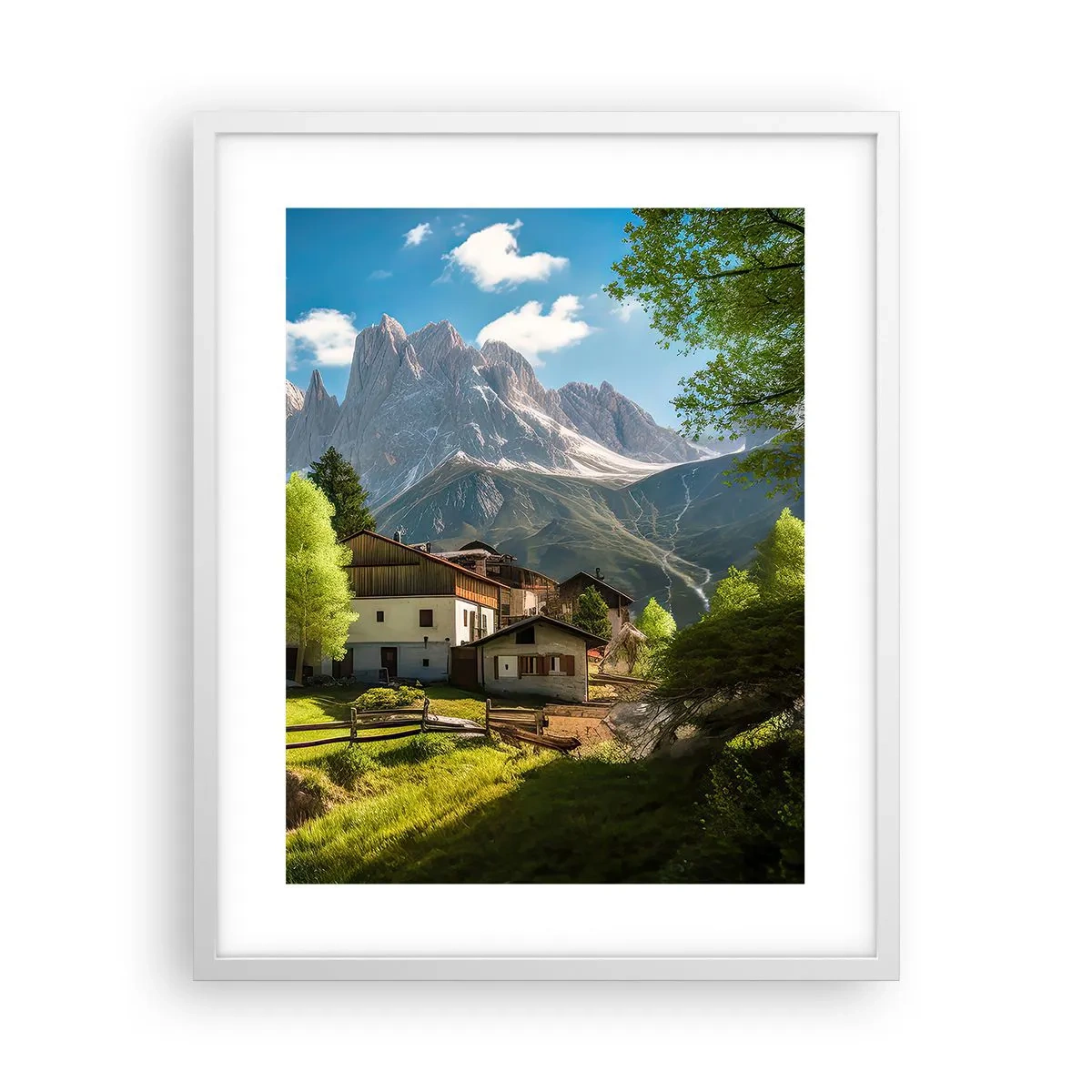 Plagát v bielom ráme - Alpská idyla - 40x50 cm