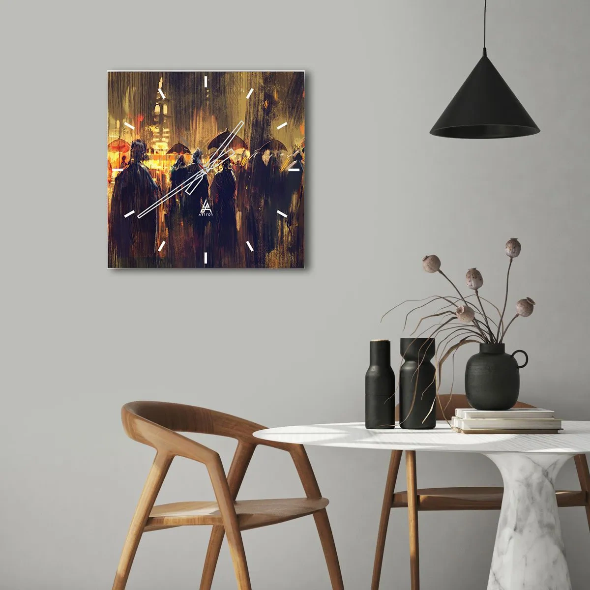 Nástenné hodiny - Nasledovníci dažďa - 40x40 cm