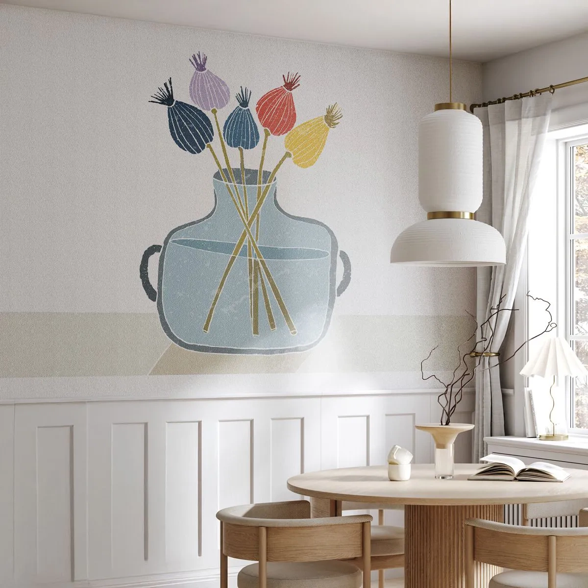 Fototapeta Premium Canvas - Makové kvety - Kvety, Váza, Minimalizmus - 500x350 cm