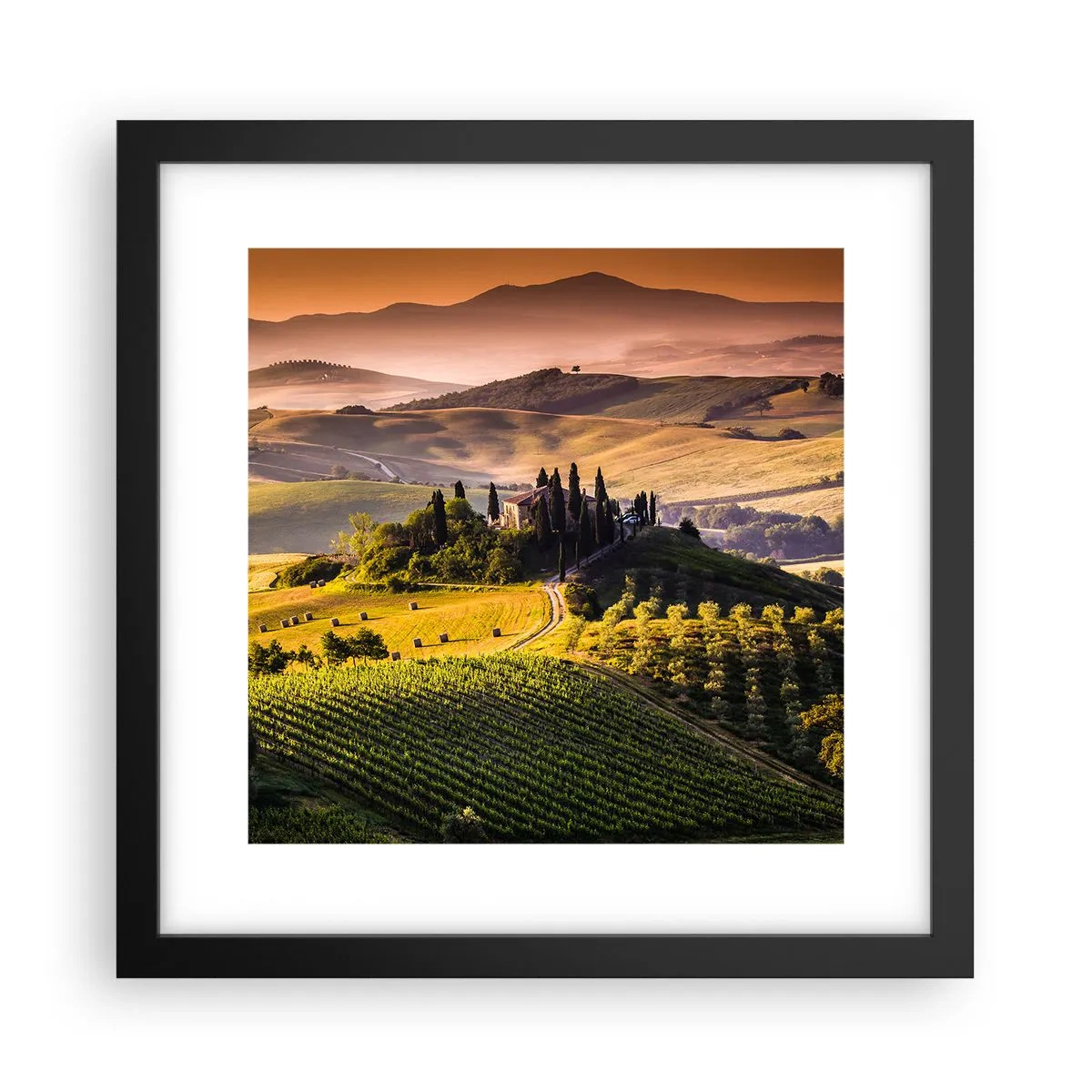 Plagát v čiernom ráme - Arkádia - toskánska krajina - 30x30 cm