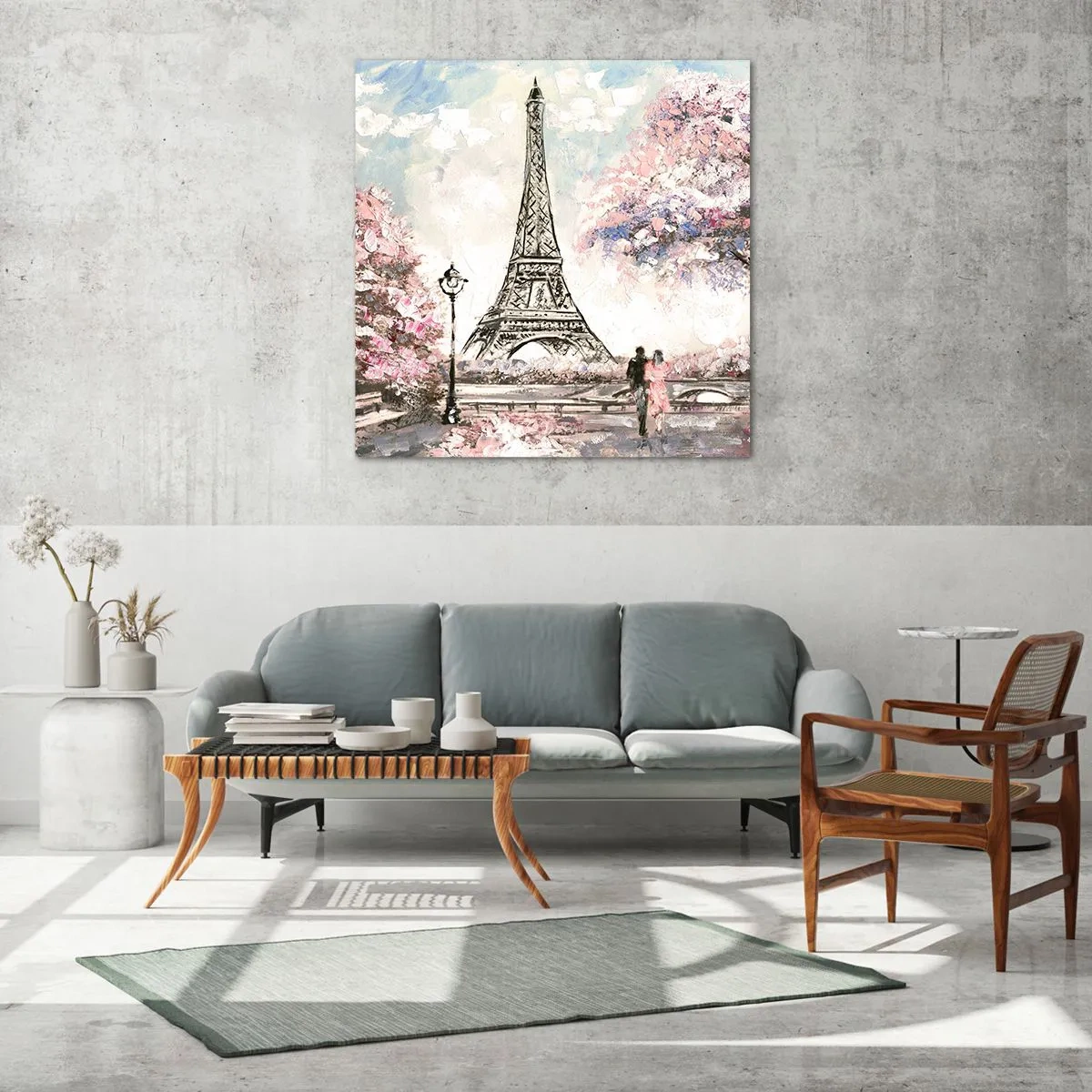 Obraz na skle - Aprílová prechádzka Parížom - 30x30 cm