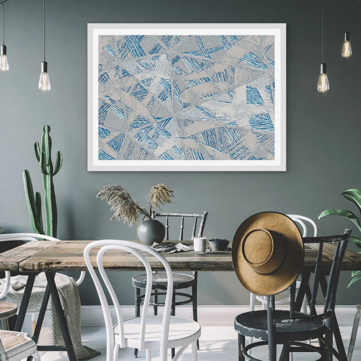 Plagát v bielom ráme - V šedo-modrom labyrinte - 100x70 cm