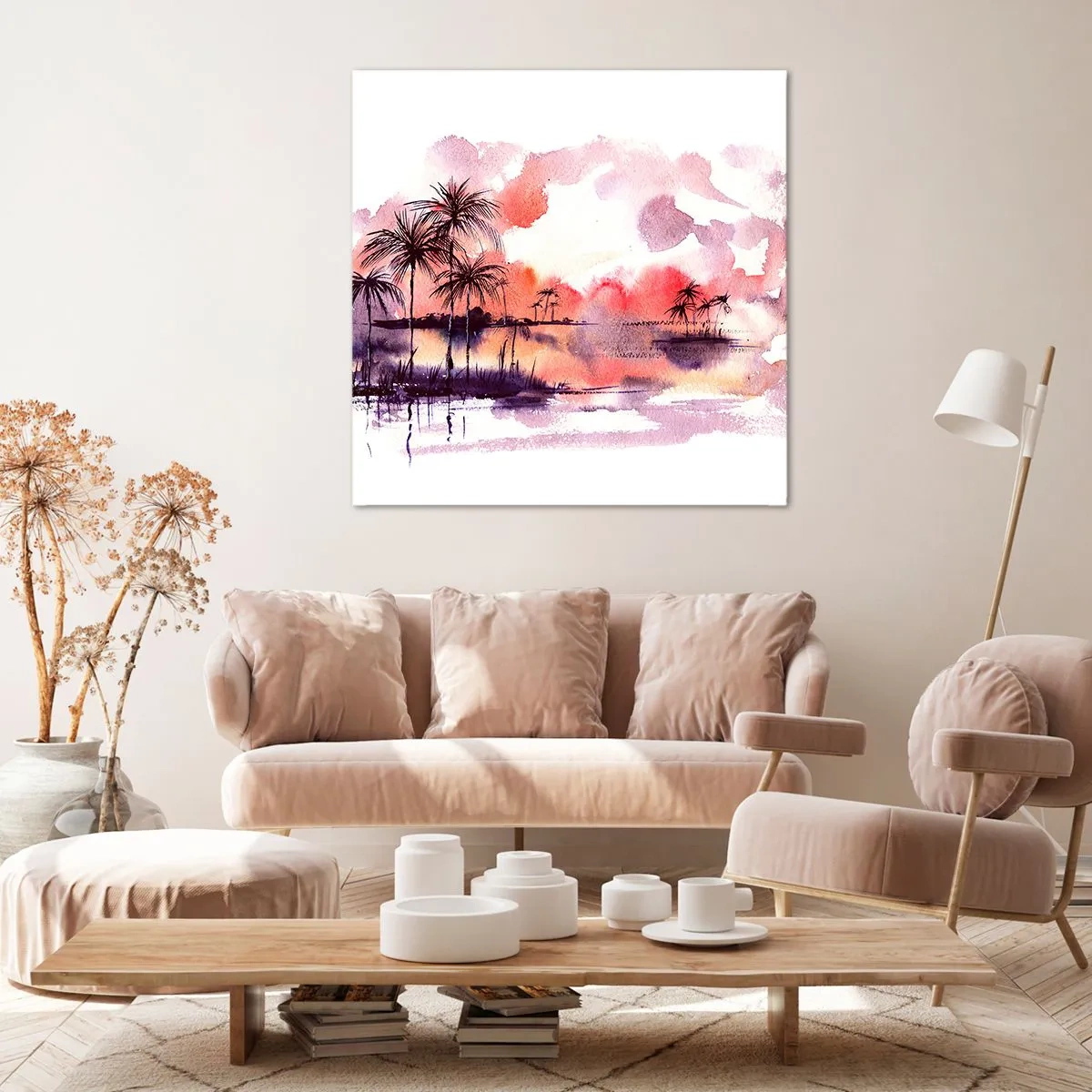 Obraz na plátne - Pokoj trópov v červenej - 50x50 cm