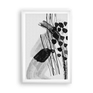 Plagát v bielom ráme - Čiernobiela organická abstrakcia - 61x91 cm