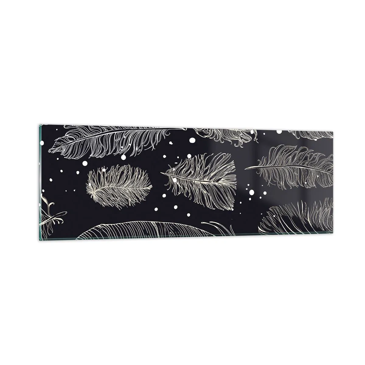 Obraz na skle - Čipka s perím - 90x30 cm