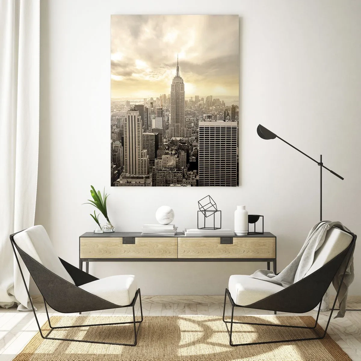 Obraz na skle - New York utkaný zo šedej - 70x100 cm