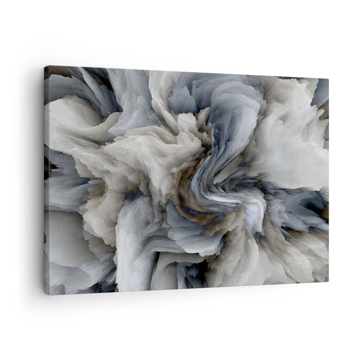 Obraz na plátne - Abstraktný vír v odtieňoch sivej a modrej - 70x50cm - Kameň a kvet - Moderná nástenná dekorácia do obývacej izby a spálne ARTTOR