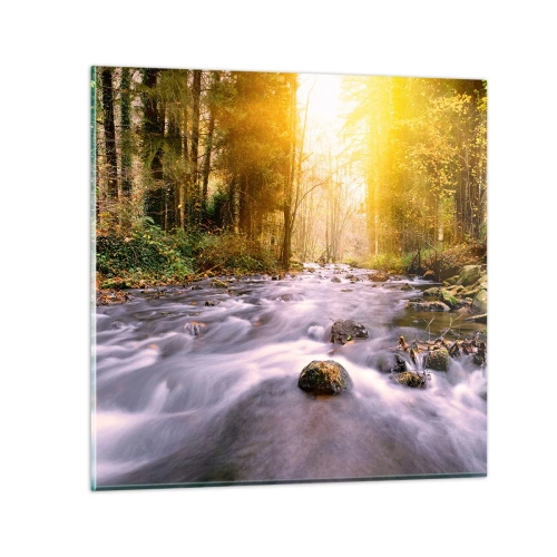 Obraz na skle - Malachit v strieborno-zlatej podobe - 70x70 cm