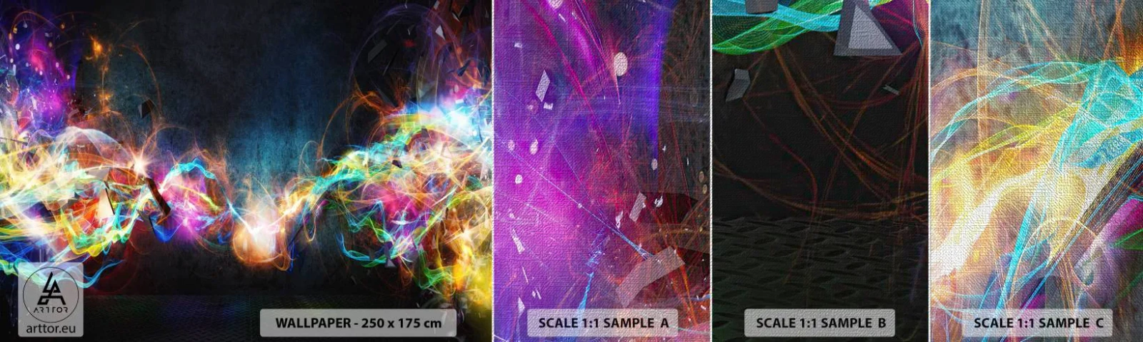 Vzorka fototapety Premium Canvas - Radostne proti tme - Abstrakcia, Kus, Výbuch - 100x30 cm