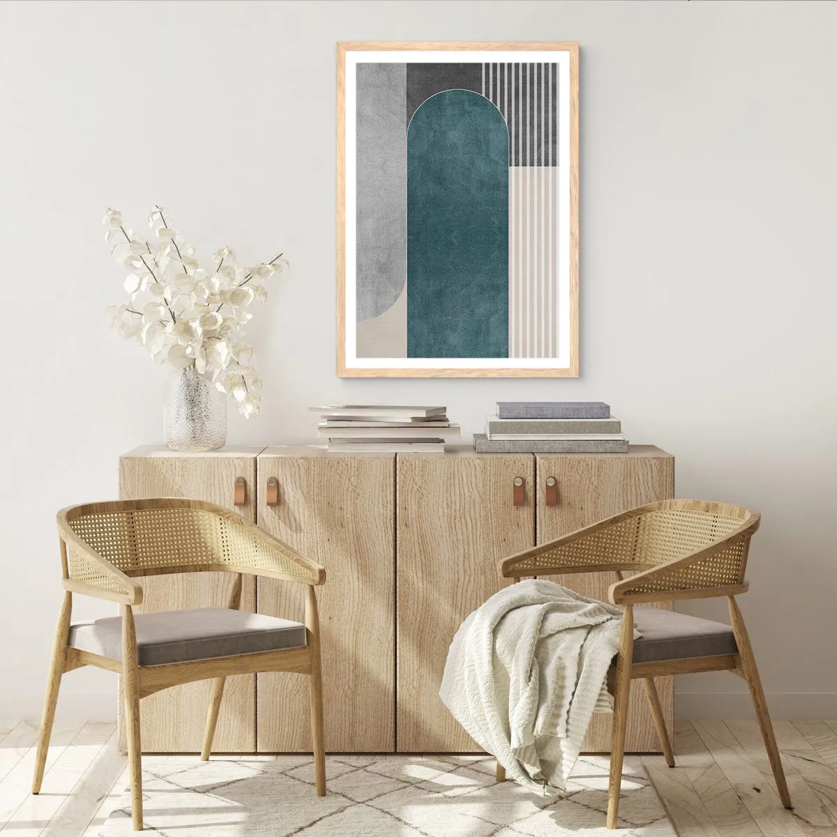 Plagát v ráme zo svetlého duba - Kompozícia na úrovni - 70x100 cm