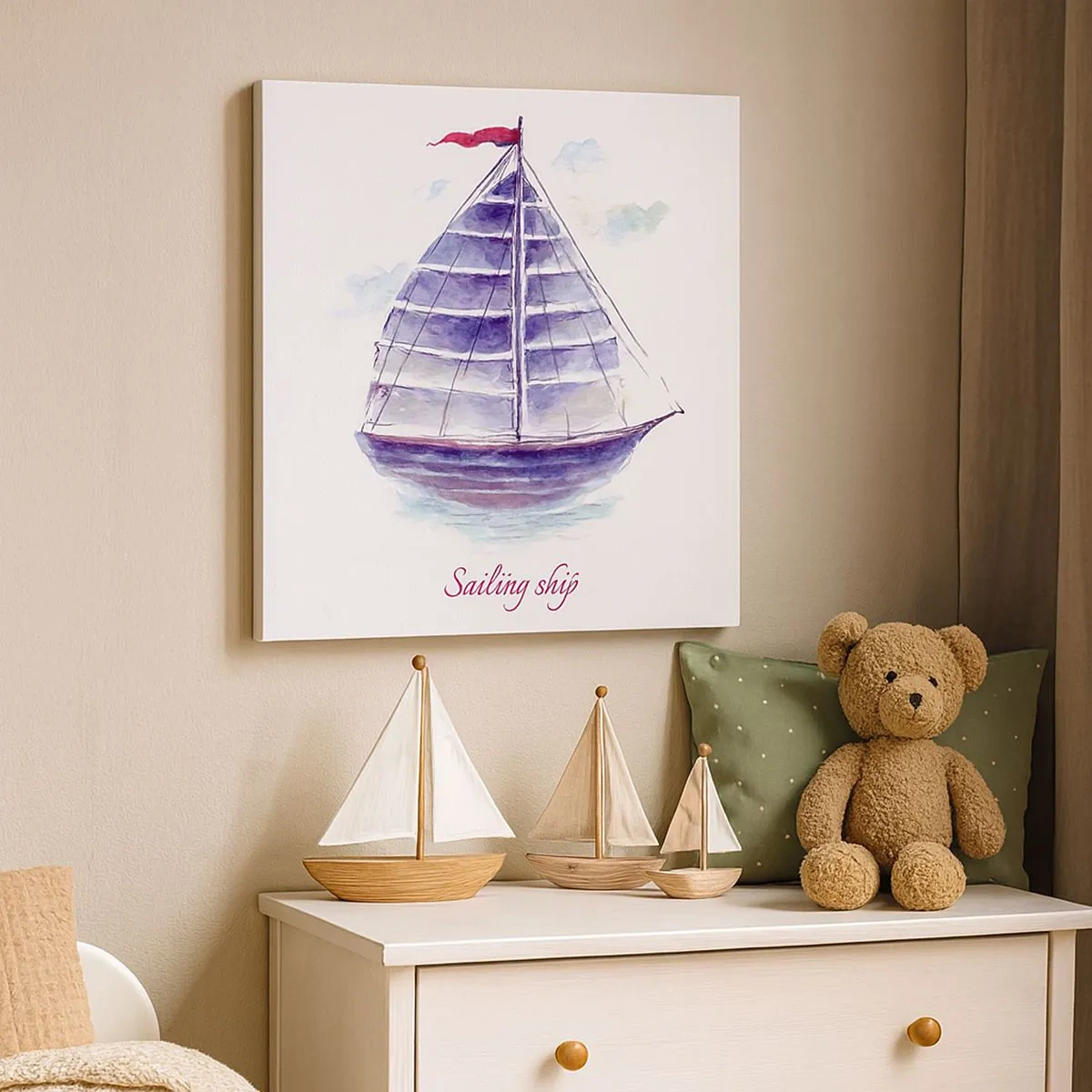 Obraz na plátne - Napnuté plachty a pokojná voda - 30x30 cm