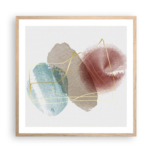 Plagát v ráme zo svetlého duba - Korálky priestoru - 60x60 cm