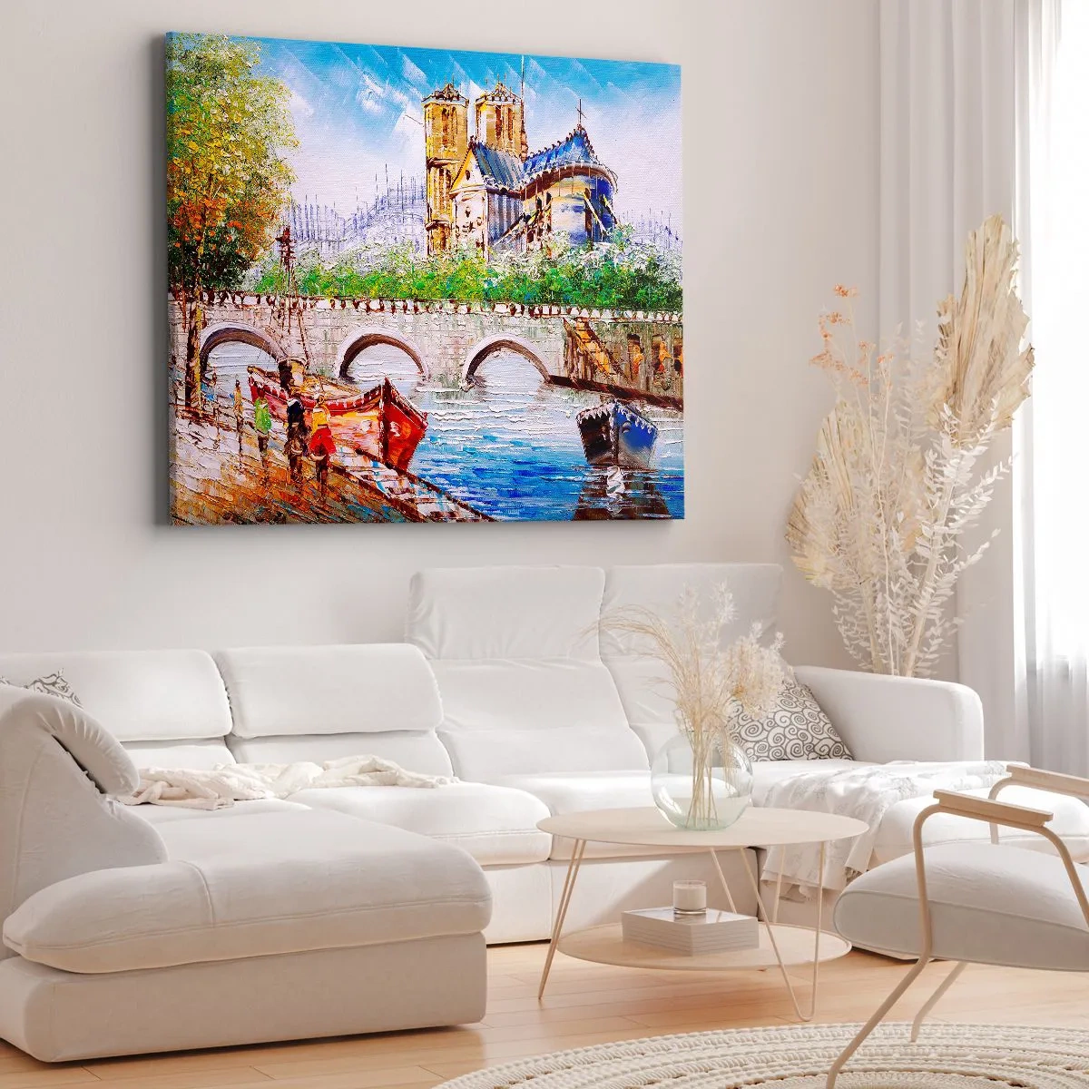 Obraz na plátne - Krajina s mostom a katedrálou v klasicistickom štýle - 70x50cm - Ich čas nikdy neskončí - Moderná nástenná dekorácia do obývacej izby a spálne ARTTOR