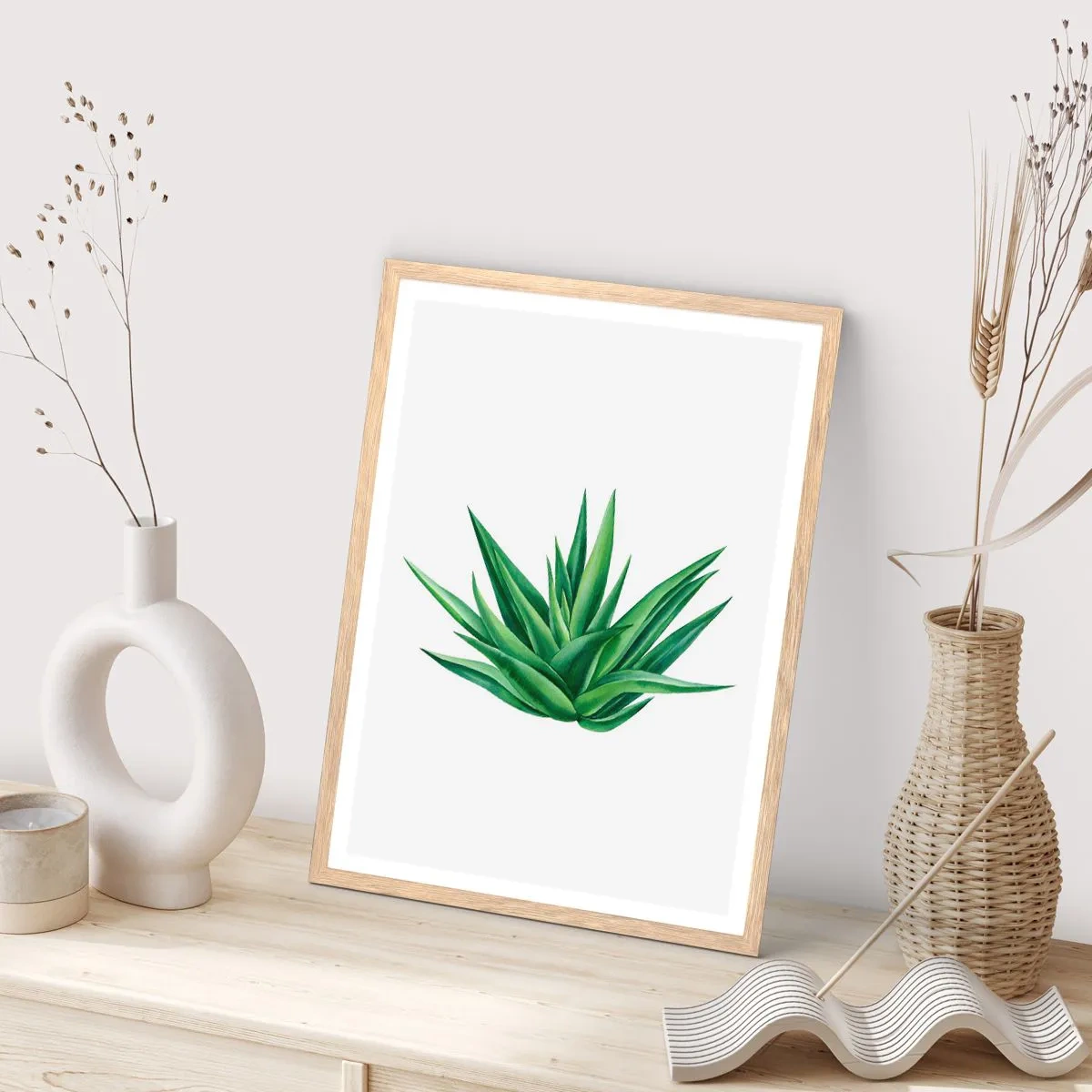 Plagát v ráme zo svetlého duba - Zelená – sila – život - 70x100 cm