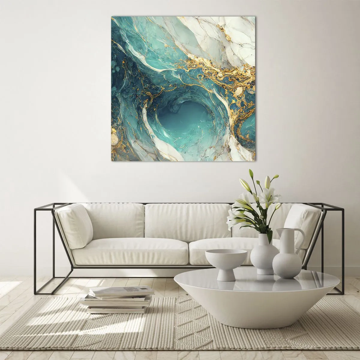 Obraz na skle - Kompozícia so zlatými žilami - 30x30 cm