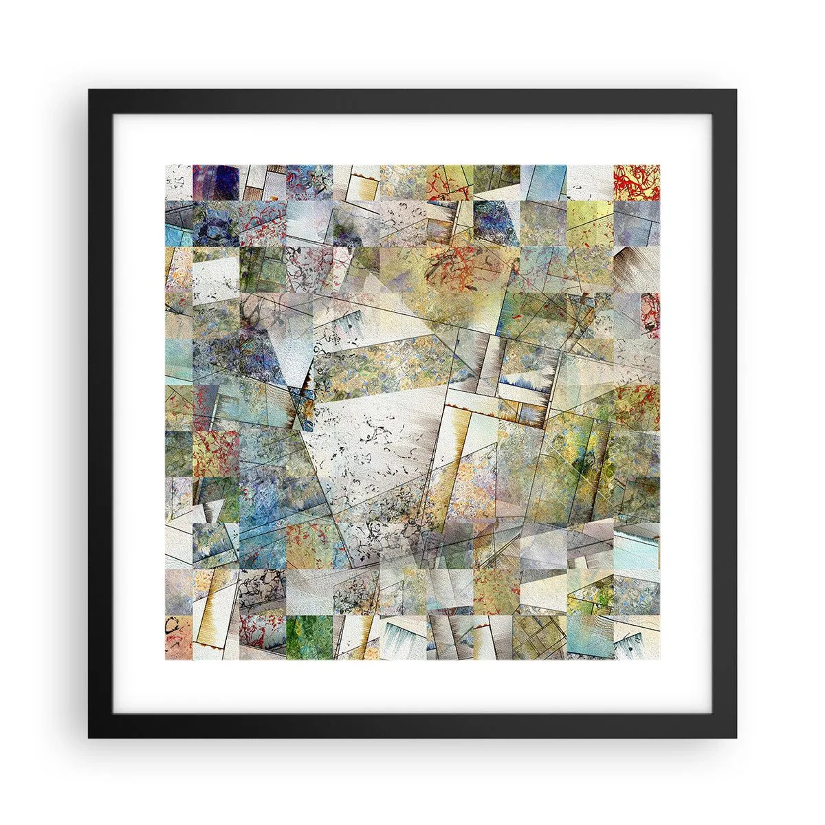 Plagát v čiernom ráme - Geometrické preskupenie - 40x40 cm