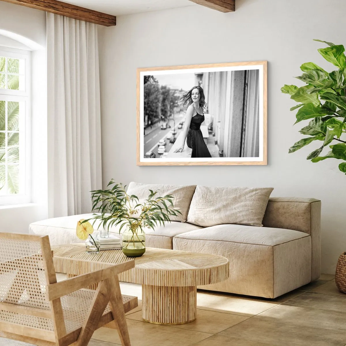 Plagát v ráme zo svetlého duba - Určite Parížanka - 100x70 cm