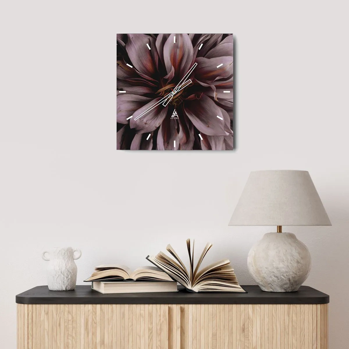 Nástenné hodiny - Kvetinové srdce - 30x30 cm