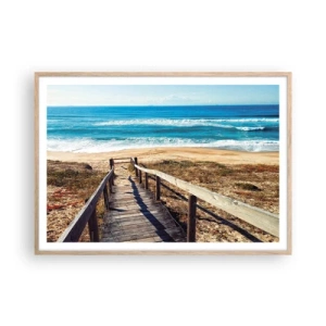 Plagát v ráme zo svetlého duba - Bež! - 100x70 cm