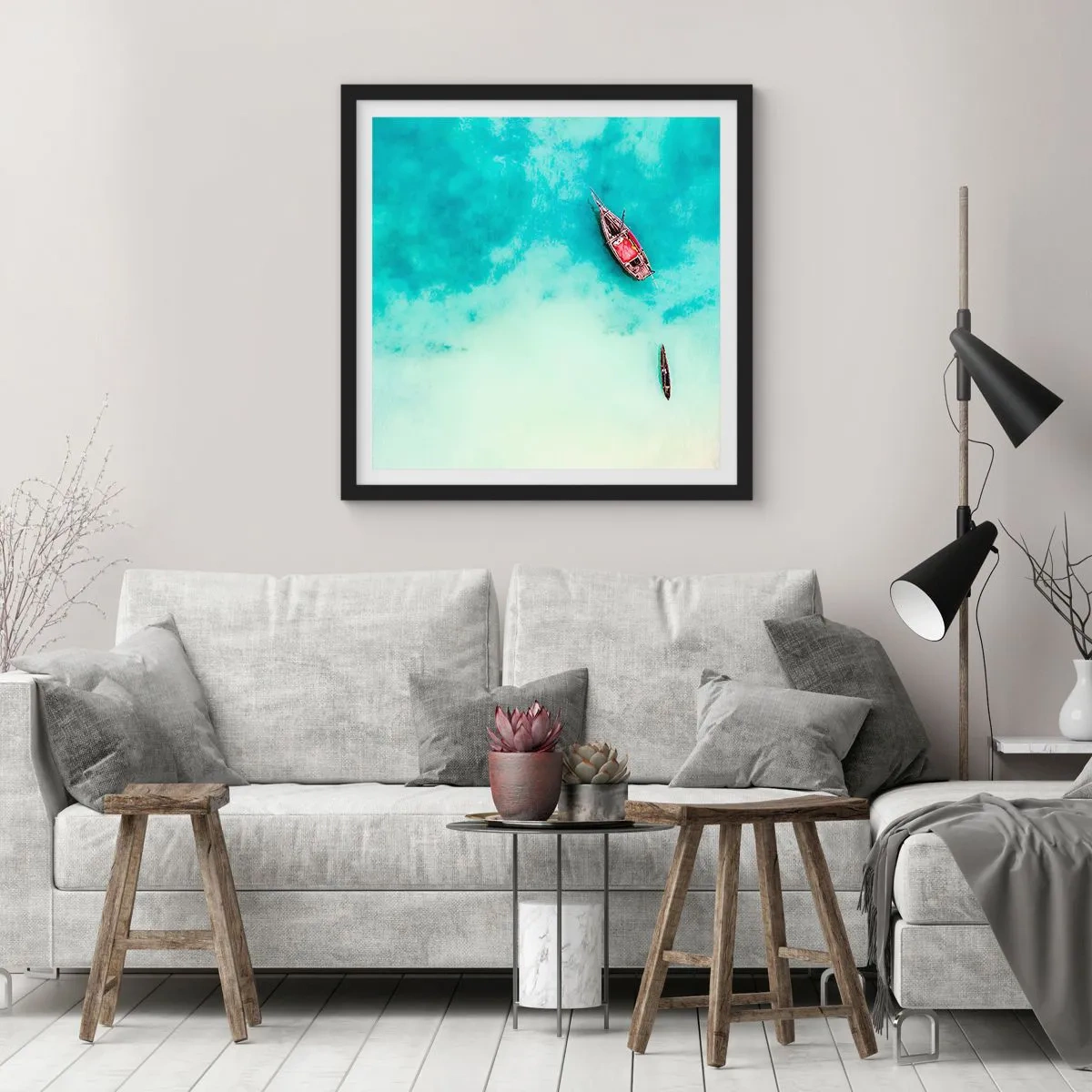 Plagát v čiernom ráme - Pretože na plážach Zanzibaru, keď je prebytok vody… - 60x60 cm