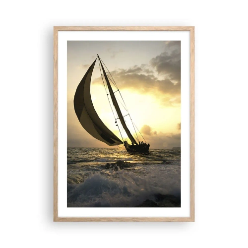 Plagát v ráme zo svetlého duba - S vetrom a proti vetru - 50x70 cm