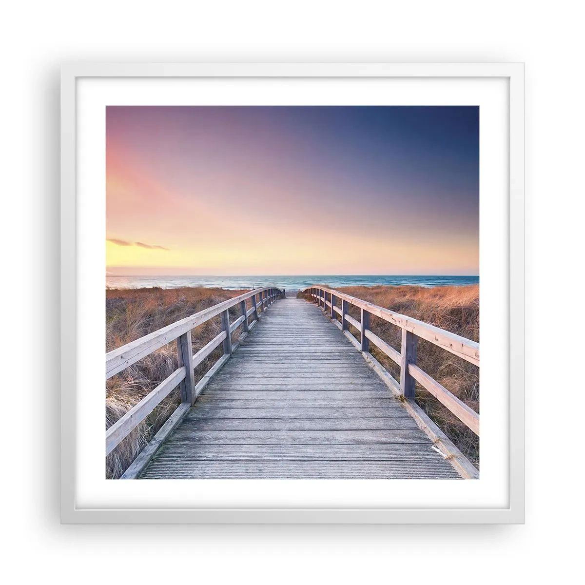 Plagát v bielom ráme - Baltská večerná polárna žiara - 50x50 cm