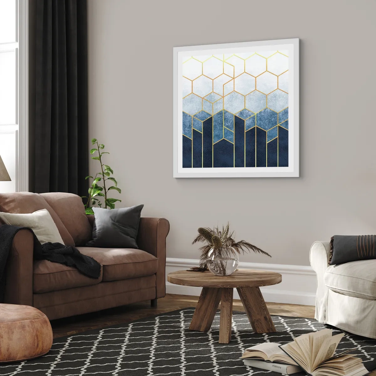 Plagát v bielom ráme - Kompozícia v synkopickom rytme - 40x40 cm